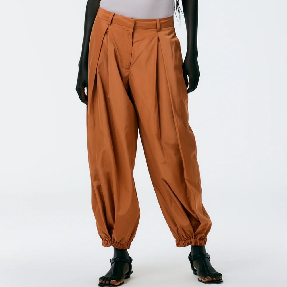 Tibi Italian Sporty Nylon Eden Pleated Ballon Pant